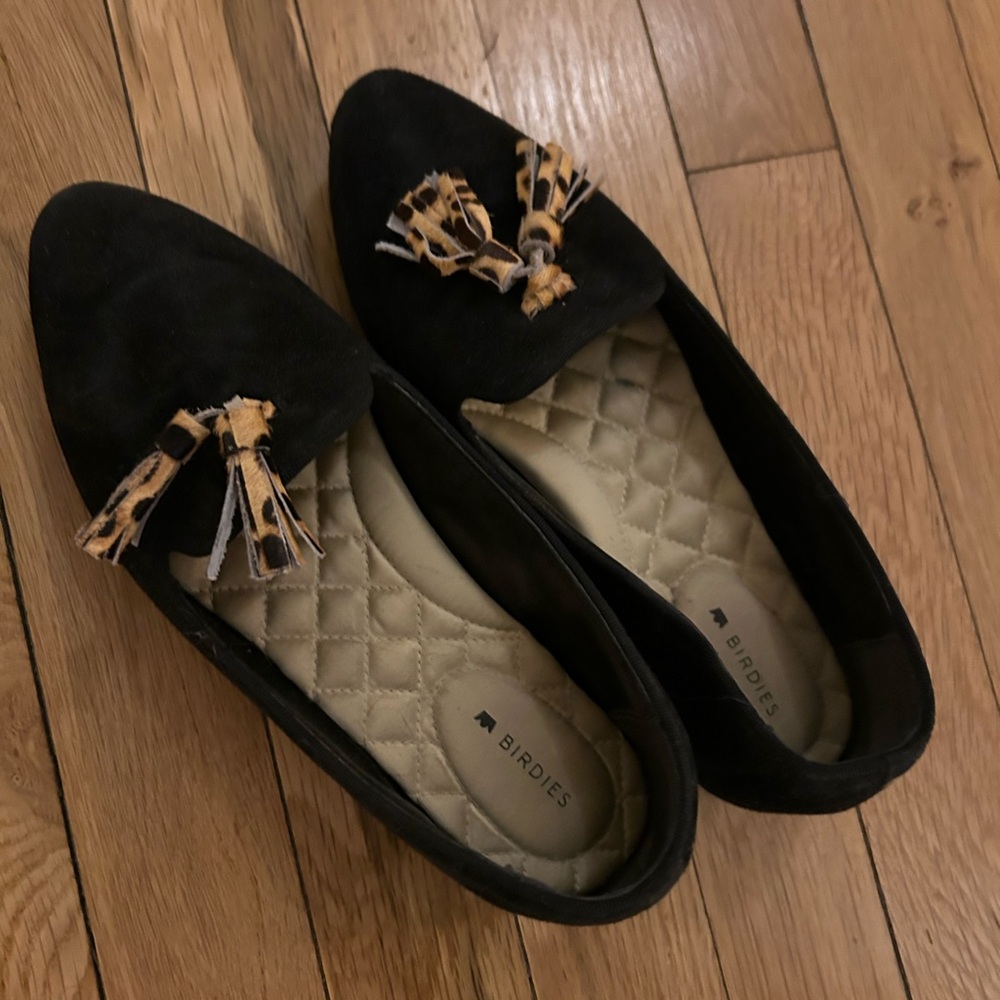 Birdies Women's Black Loafers with Tassels